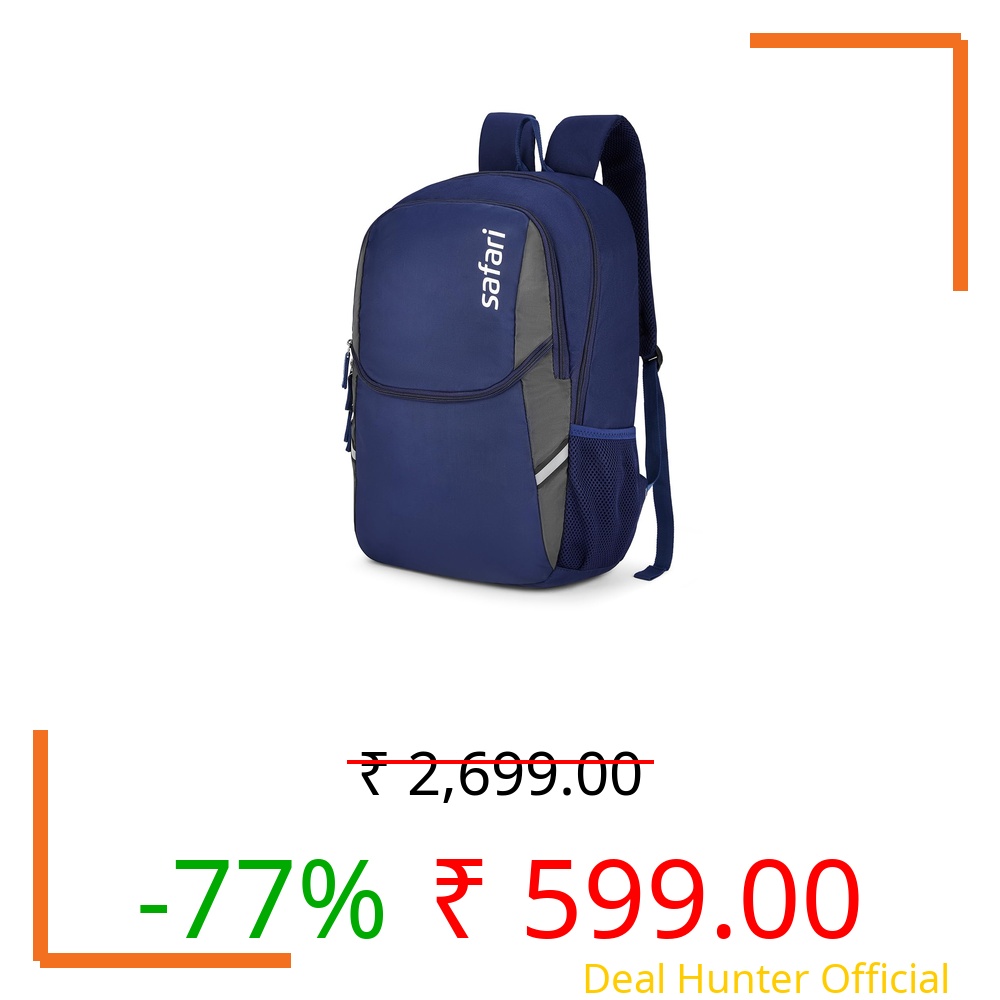 Safari Nudge Laptop Backpack for men & women, school bag for boys and girls, college bag, office bag, travel bag, 3 compartments, Bottle holder, Front pocket, Color Blue