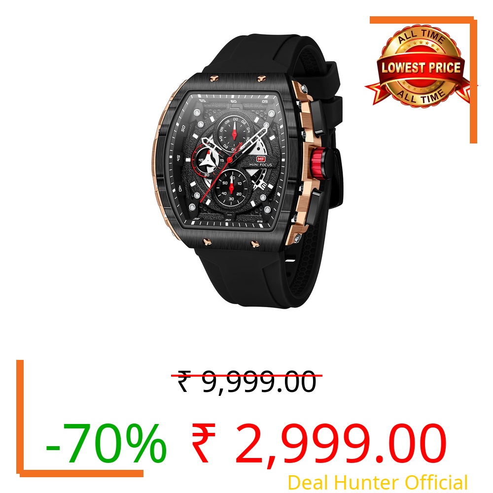 Watches for Men Luxury Skeleton Tonneau Watch for Men Waterproof Adjustable Silicone Strap Steampunk Style Chronograph Calendar Date Business Luminous Cool Large Square Face Wristwatch, E-Black rose