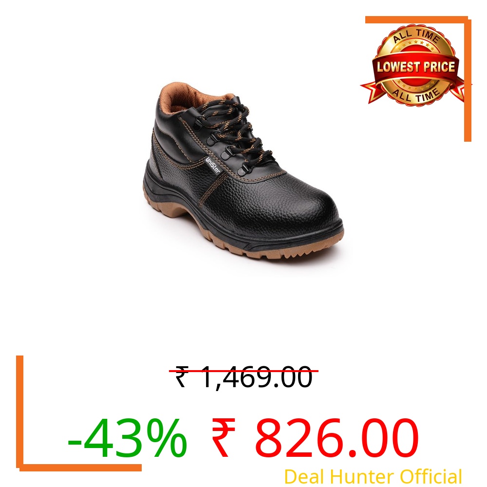 Unistar Men's Leather Safety Shoe Non-Slip for Industrial Work Boot Waterproof Steel Toe Footwear Indestructible Construction Slip Resistant Shoes (Brown)