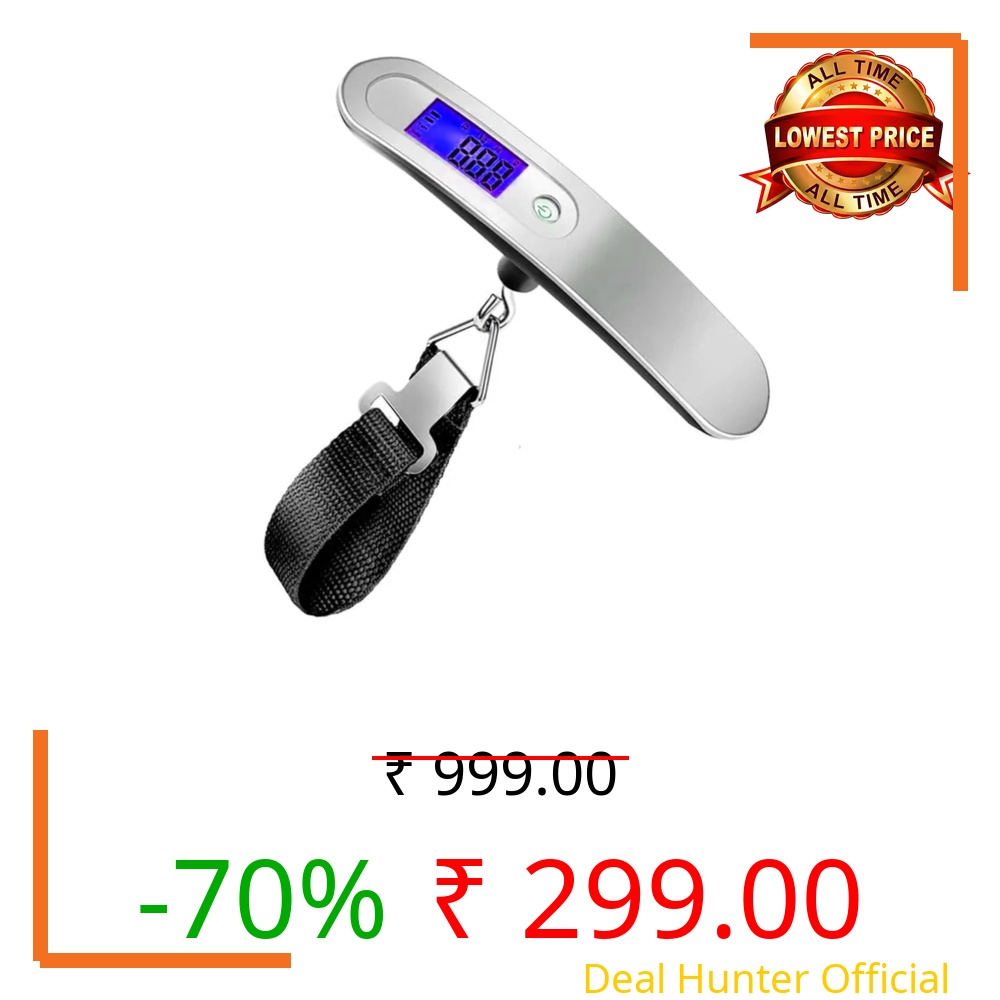 Luminex Weight Scale For Luggage 50 KG Capacity, Hook Type With Digital LED Screen & Tare Function (Silver)