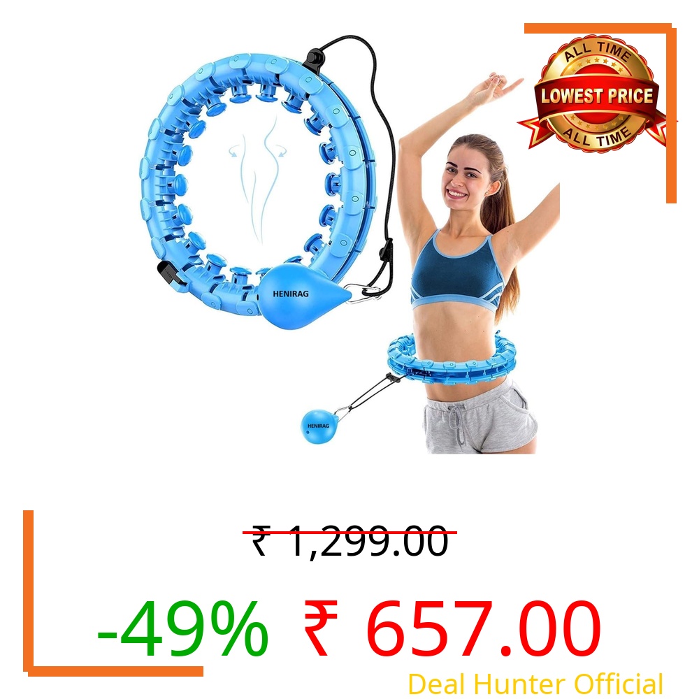 Hula Hoop with Adjustable Weights, Auto-Spinning Ball, Fitness Exercise Hoop Henirag for Men & Women Adults and Kids-Multi Color