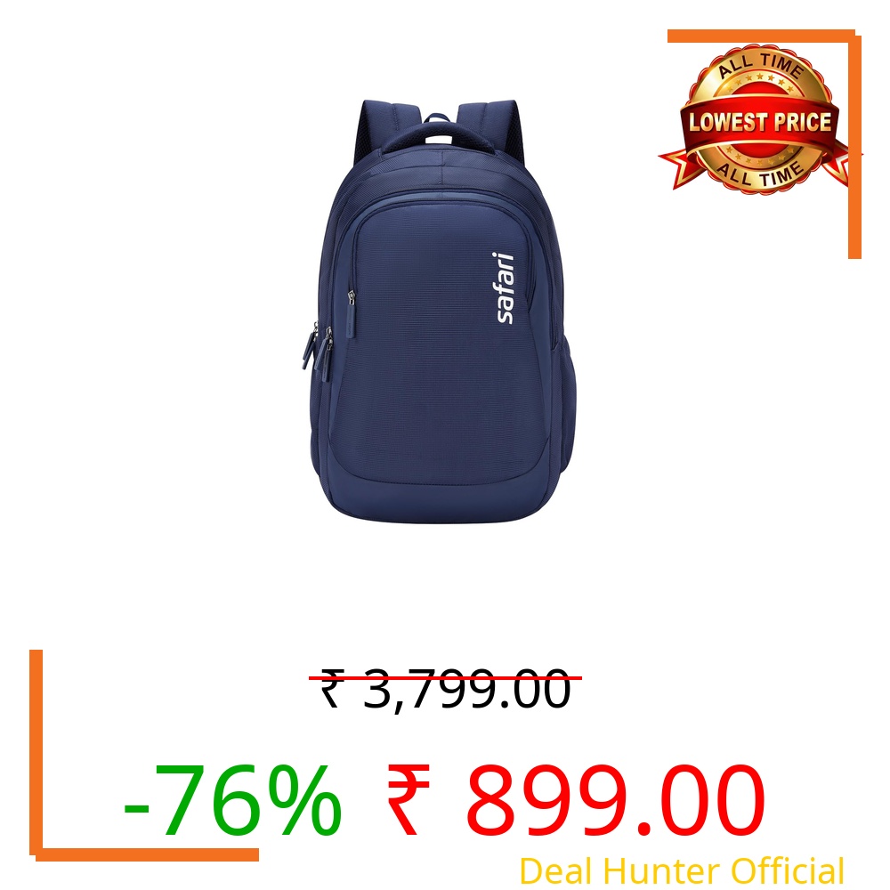 Safari Saga 32L Laptop Backpack Bag for Men and Women, Ideal for Office/School/College Boys and Girls, 2 Compartment Backpack with Front Pocket, Organizer & Bottle Holder, Color Navy