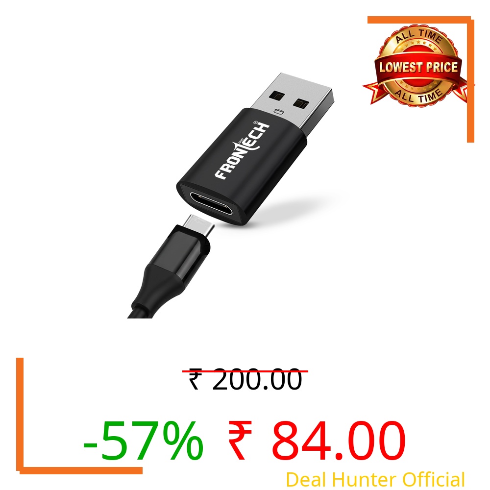 FRONTECH USB Converter Type C to USB A Converter, USB 3.0, High-Speed Data Transfer, Backward Compatibility, Plug and Play, Backed with 1 Year Warranty (NC-0045)