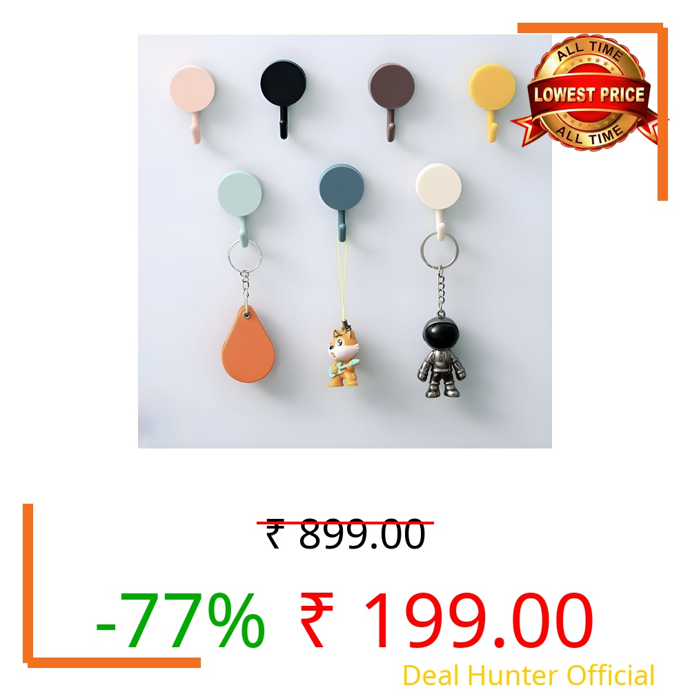 Zulaxy Round Wall Hooks for Hanging – Multicolor Self Adhesive Hooks for Keys, Kitchen, Bathroom, Decorative Use – Cute Plastic Hooks for Kids & Home Organization (Pack of 10)