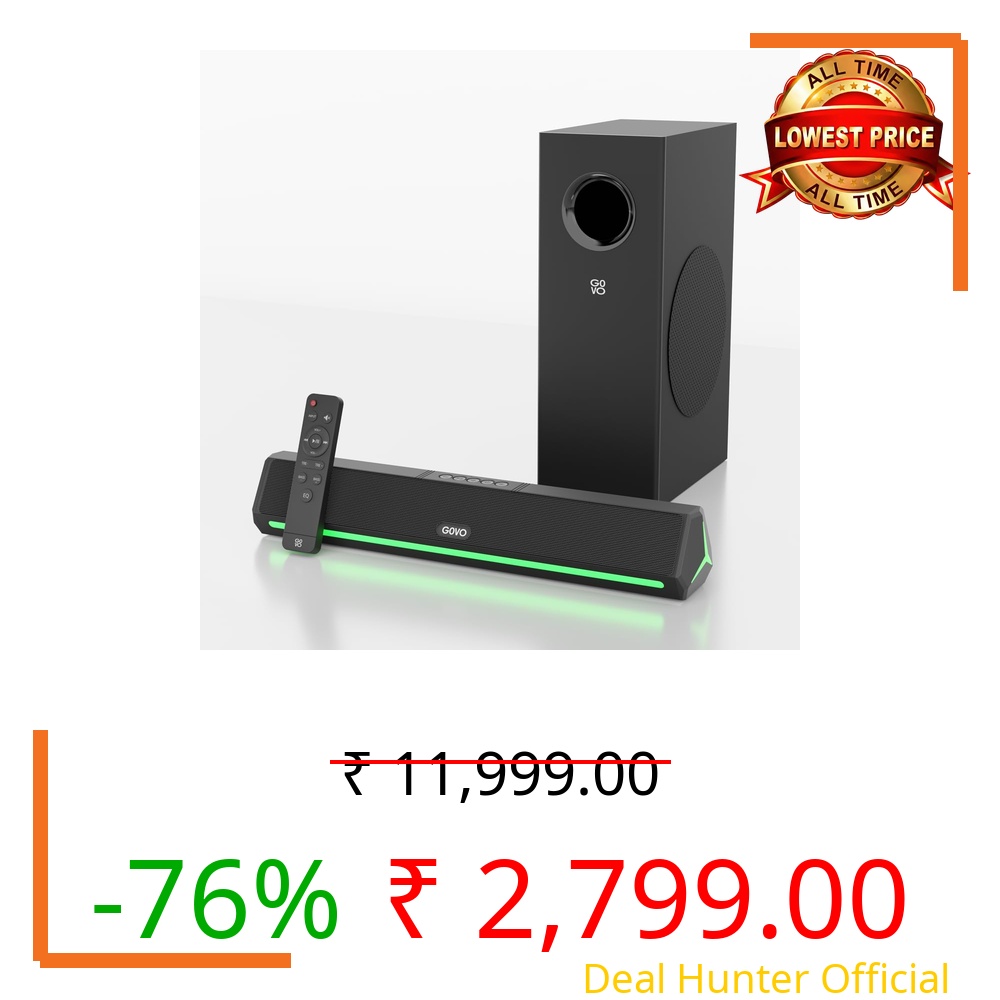 GOVO GOSURROUND 600 | 90W Soundbar | 2.1 Channel Home Theatre | Deep Bass from 4” Subwoofer | BT v5.3, HDMI, AUX, USB Connectivity | 5 EQ Modes