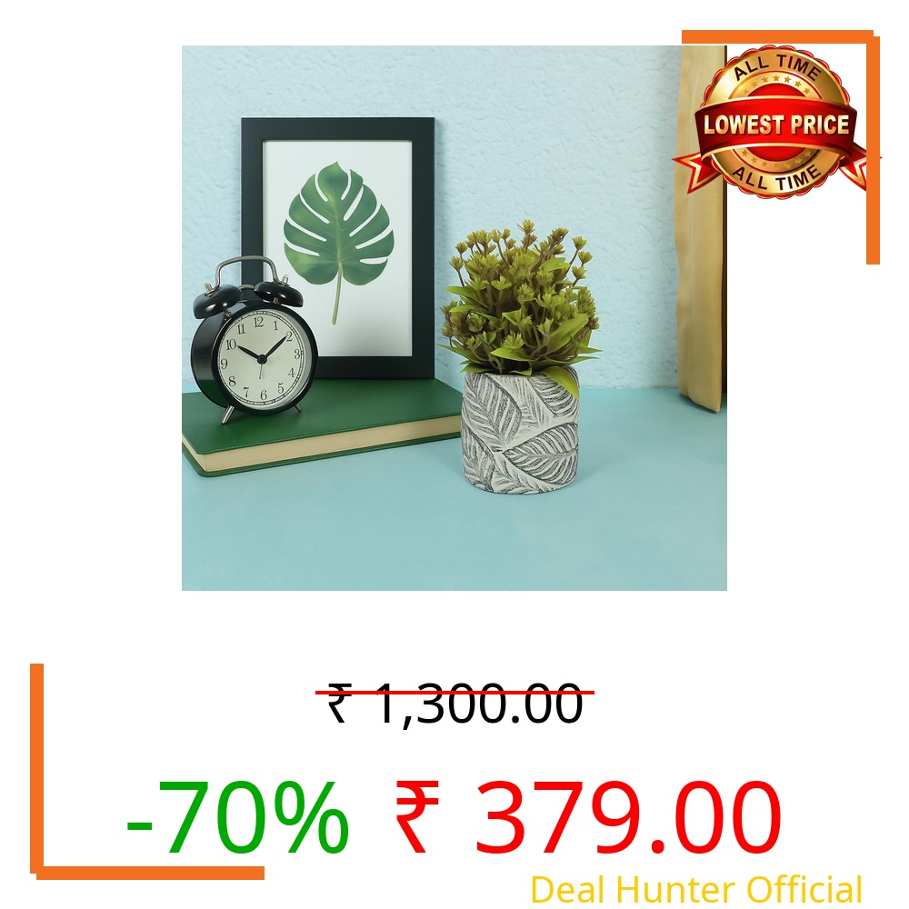 NFI essentials Small Artificial Plant with Ceramic Pot for Home Decor & Office Desk, Best for Gifting, Housewarming (FLO-3-P1)