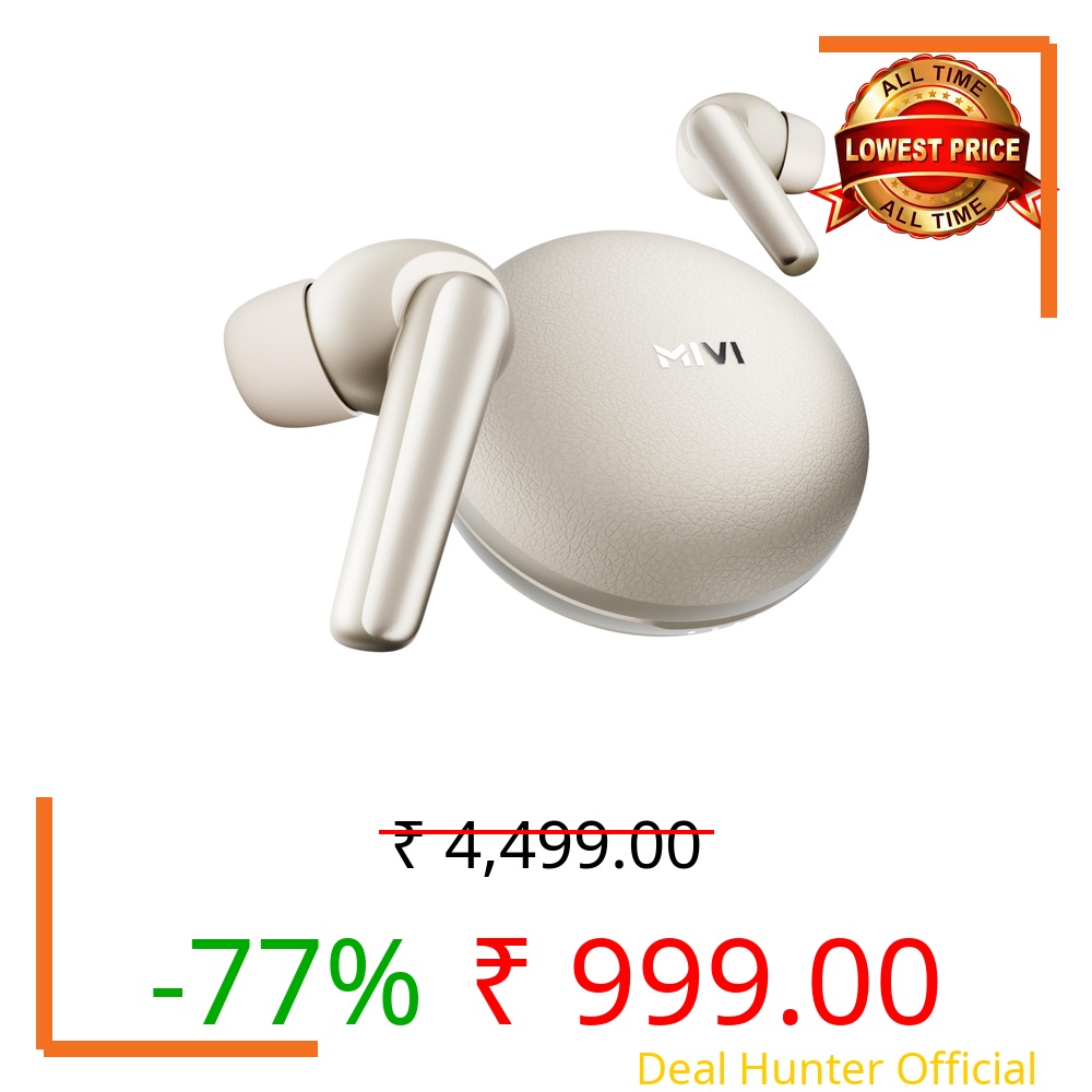 Mivi DuoPods Aura 35 dB Quad-mic ANC Wireless TWS Earbuds, 60H Playback, 13mm Bass Drivers, Gaming Mode 50ms, Bluetooth v5.3, IPX4 Sweat Proof, Made in India