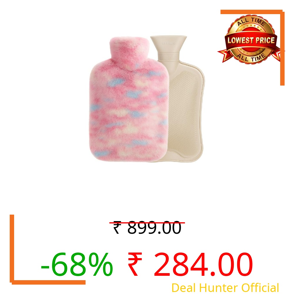 MapD Hot Water Bag with Soft Cover 2000ml | Hot water Bag for Period Cramps, Hot & Cold Therapy, Back Pain Pain Relief Heating Pad [ RAINBOW color ]