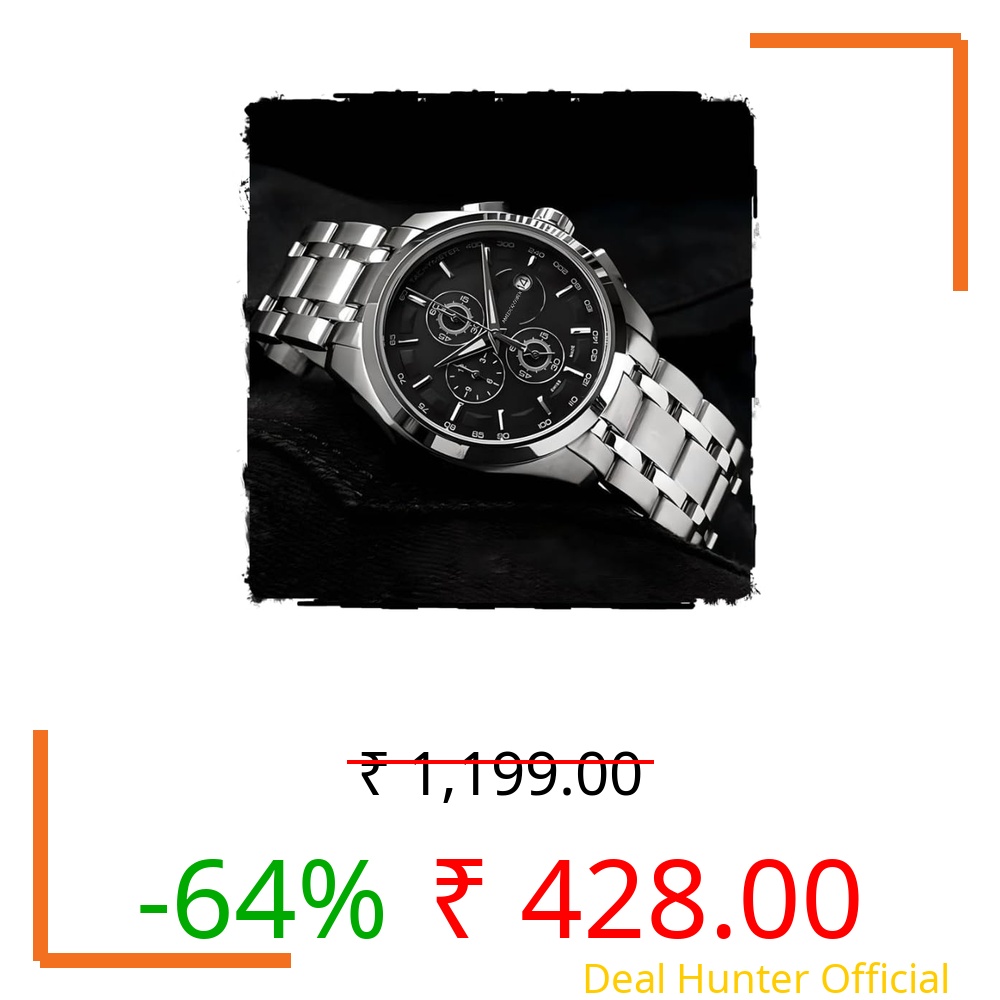 AMERICANVIBER Modern Analog Watch, Silver and Black Two-Tone Stainless Steel Band, Octagonal Case, White Dial for Men (Black)