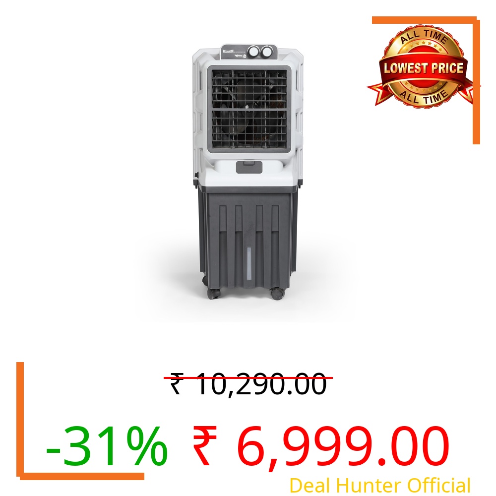 SUMMERCOOL Solitaire Tower Air Cooler with Wheel | Automatic Water inlet | Auto Swing | 30ft Air Throw | Inverter Compatible | Honey Comb | 12 inch Fan | Ideal for Living Room | 75Ltr tank