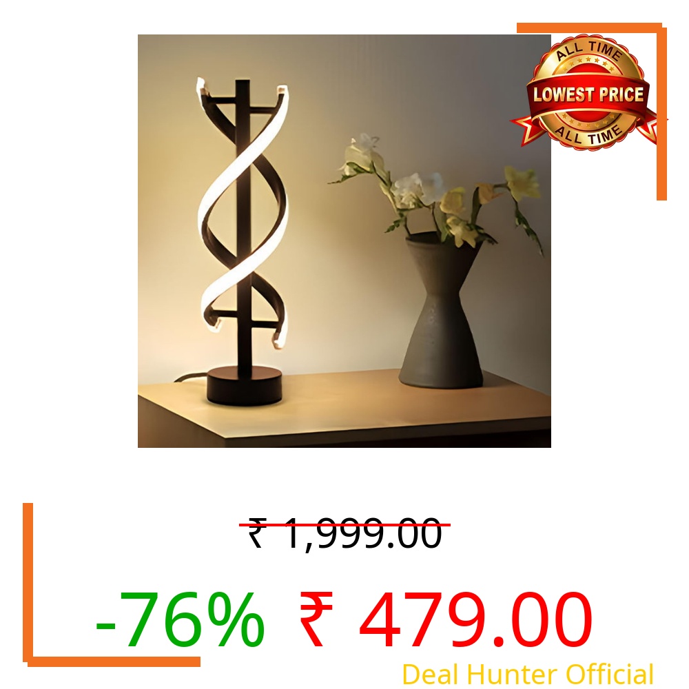 One94Store Dual Spiral LED Table Lamp – Modern Acrylic Decorative Bedside Light with Warm Ambient Glow for Bedroom, Living Room, Festive & Home Décor