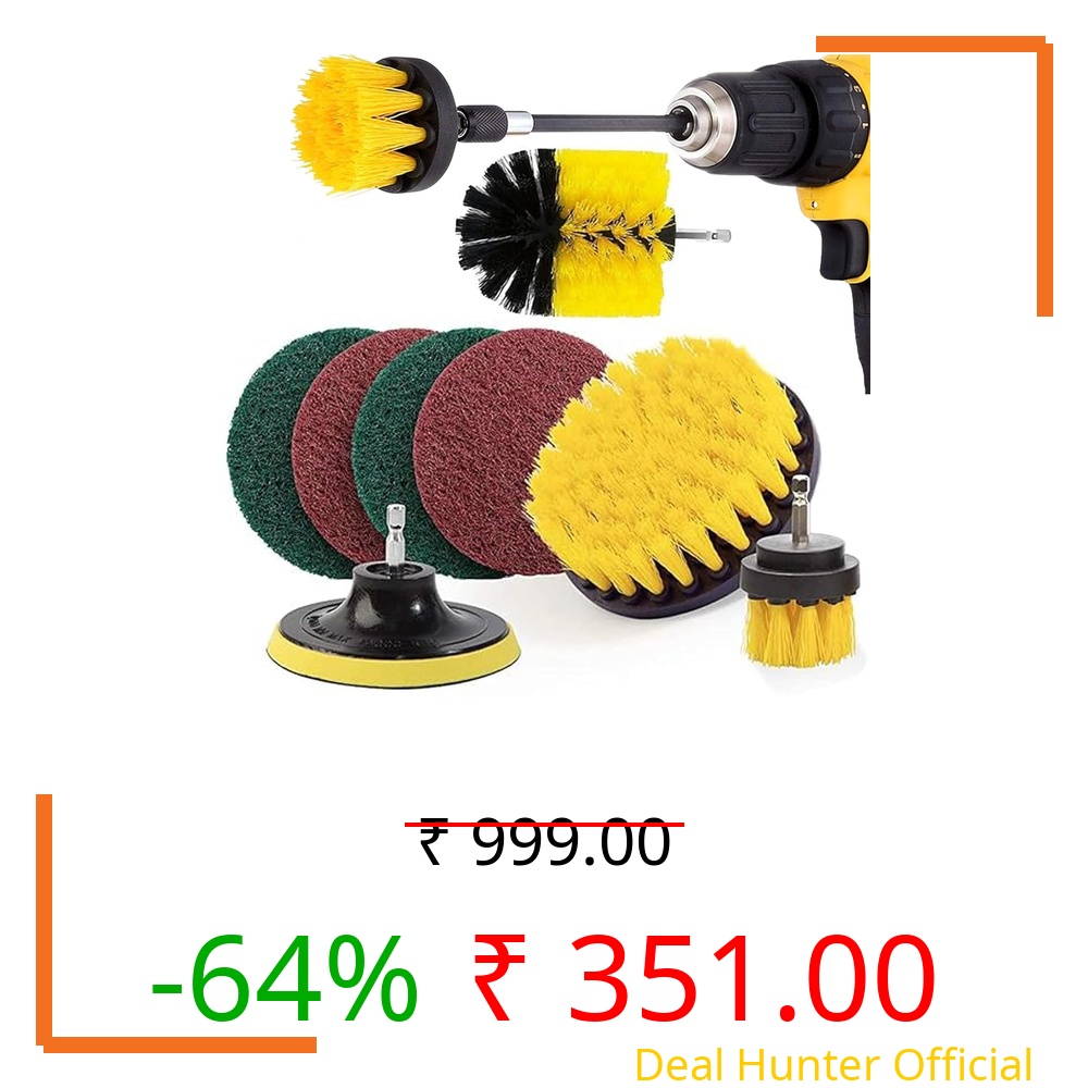 8 Pcs Power Drill Scrubber Brush Kit – All Purpose Cleaning Brushes & Pads for Bathroom, Grout, Kitchen, Tub, Tile, Pool, Car, Shower, Floor & Corners – Drill Machine Not Included