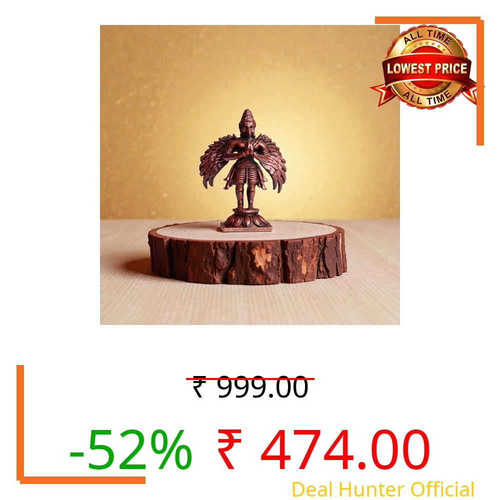 RAISOM Pure Handmade Copper Mini Lord Garuda Idol | Platina Antique Finish | Ideal for Home Temple,Car Dashboard,Gifting, Housewarming & Home Decor | Height: 5 cm,Weight: 50 Grams