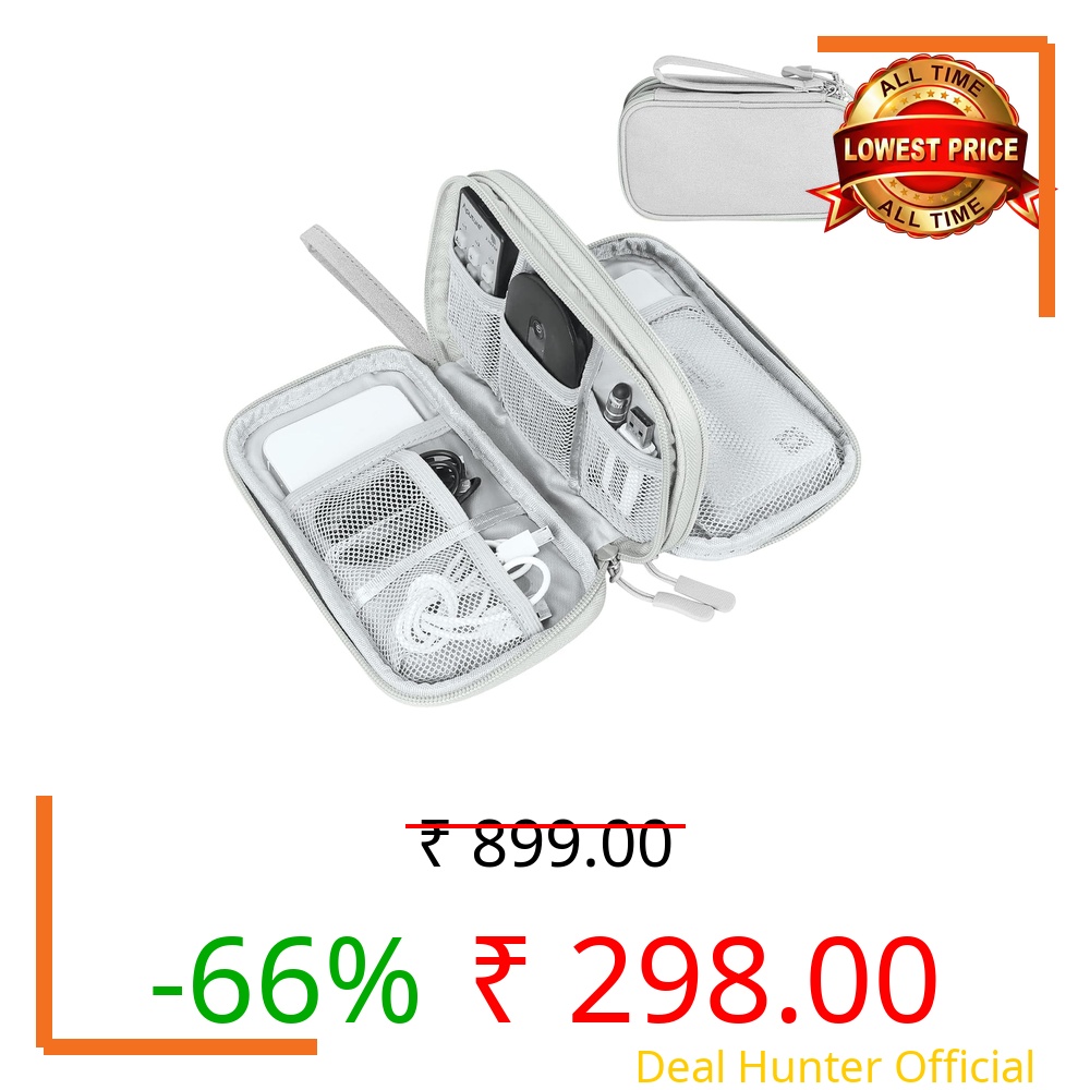 SaleOn 8.3x5 Inch Tech Pouch Organizer with 1 Year Warranty – Portable Storage Organizer for USB Cable, Charger, Earphone, Power Bank, Hard Disk & Digital Gadgets, Travel Mobile Bag for Men