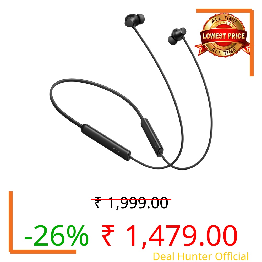 realme Buds Wireless 5 Lite in Ear Bluetooth Neckband with 12.4 mm Dynamic Bass Boost Driver,Upto 35 Hours Playback,45ms Low Latency,IP55 Dust & Water Resistant, Bluetooth V5.4 (Void Black)