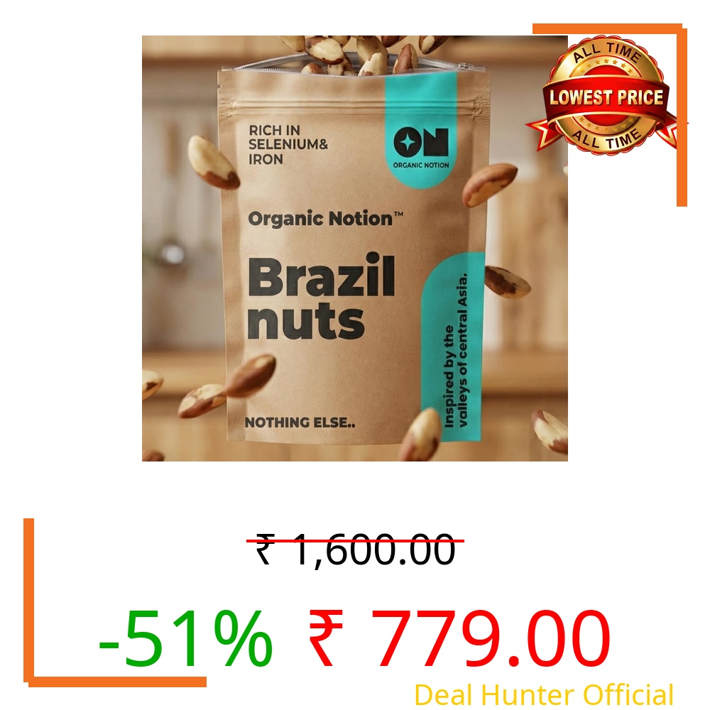 Organic Notion Brazil Nuts 200g | Rich Flavour | Natural Source Of Selenium | Raw Natural Superfood Rich In Selenium | Heart Health And Thyroid & Immune Support