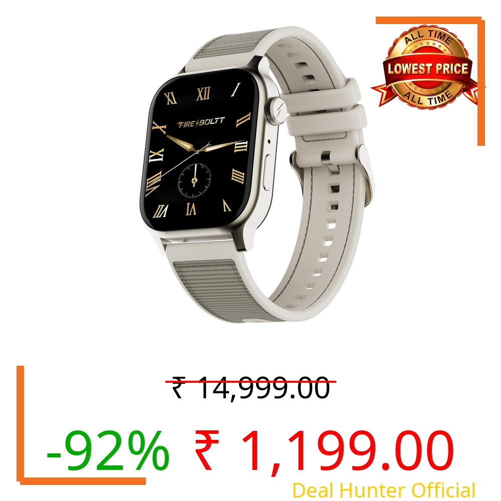 Fire-Boltt Rise Force Smart Watch 1.85” Display, Nylon–Fluoroelastomer Hybrid Strap, Rotating Crown, Bluetooth Calling, Dual Button Control, Metal Body Smartwatch for Men and Women Sandstone