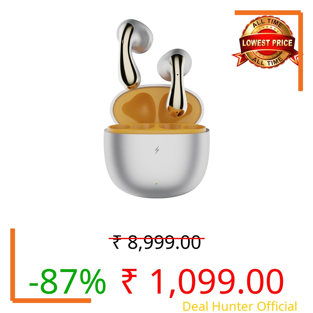 Fire-Boltt Newly Launched Aero Lite TWS Earbuds Custom EQ Wireless Bluetooth 5.4 Music & App Support 50H Playtime Fast Charging Case 50ms Low Latency for Gaming Touch Controls Ivory Gold