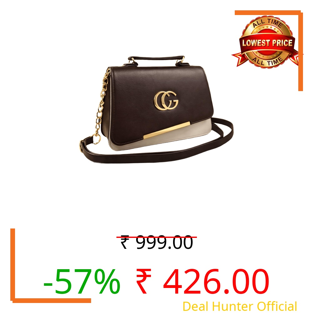 ETLIS Women’s Stylish Sling Bag | Faux Leather Crossbody Handbag with Gold Chain Strap | Small Shoulder Purse for Daily Use, Party & Travel (Brown)