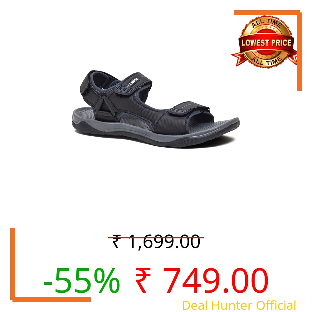 Campus Men's SD-202601 BLK/D.GRY/WHT Sandal - 10UK/India 1 Pair